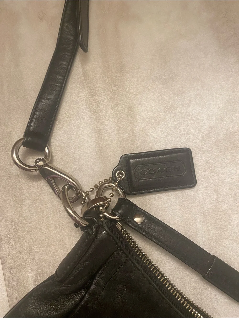 Coach Black Leather Crossbody with Turn-Lock Accent